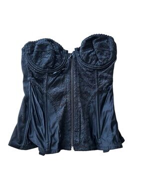 Fredericks of Hollywood Women’s Y2K Black Corset Satin Lace size 36C